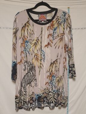 Johnny Was Floral Tiger Bamboo Tunic Lg Arrsy Boho Whimsical